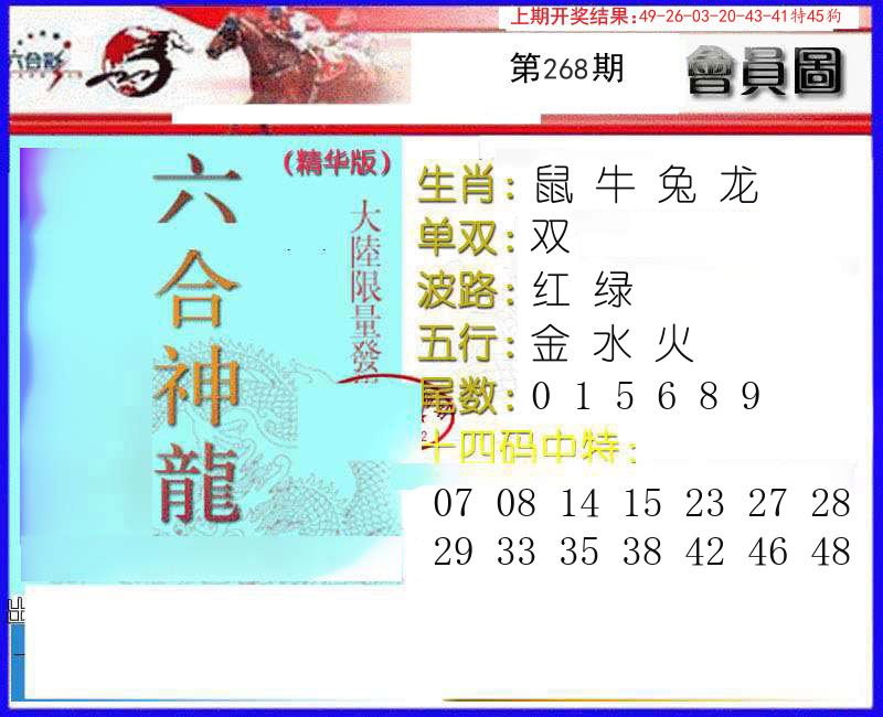 六合神龙 第268期