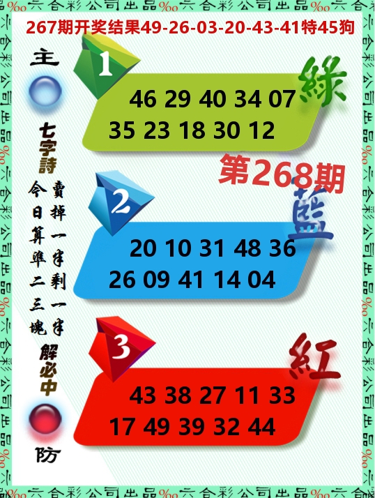 三波十码 第268期