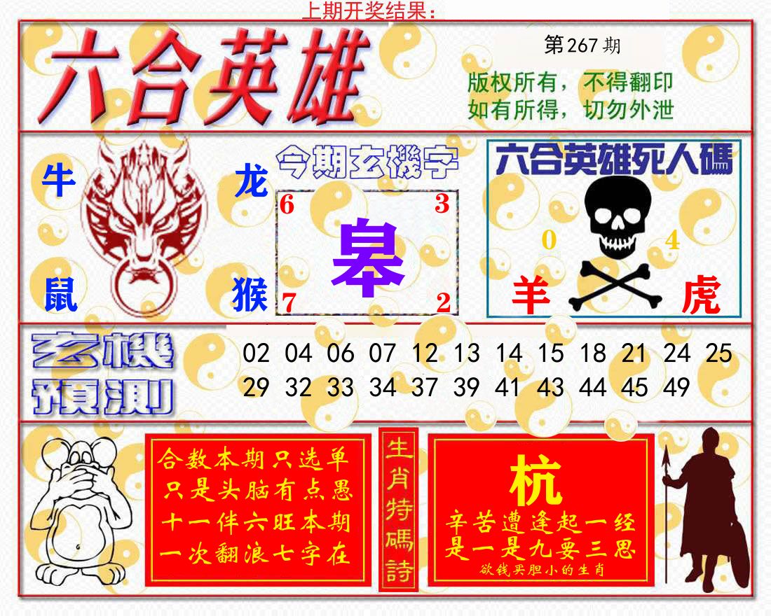 六合英雄 第267期