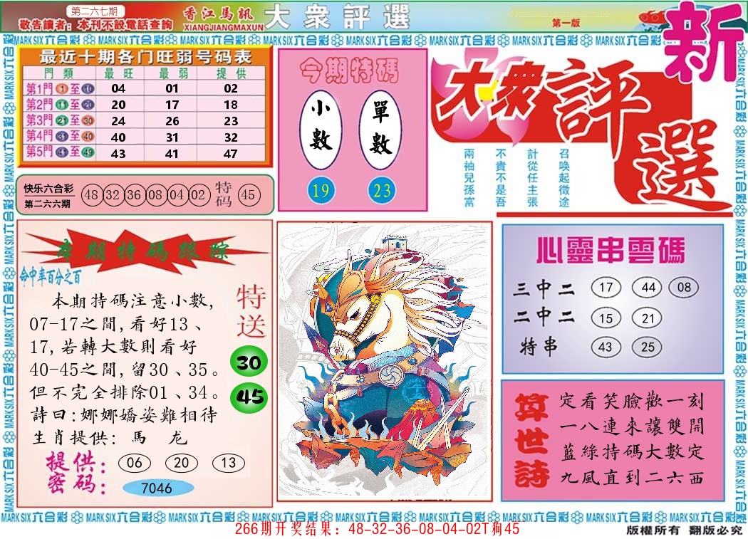 快乐八大众评选 第267期