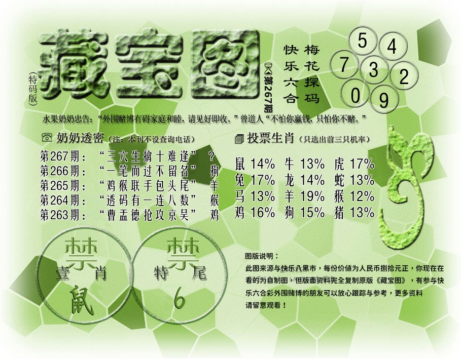 藏宝图特码版 第267期