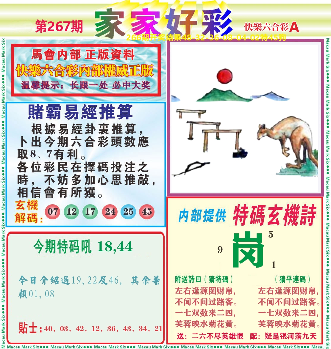 家家好彩A 第267期
