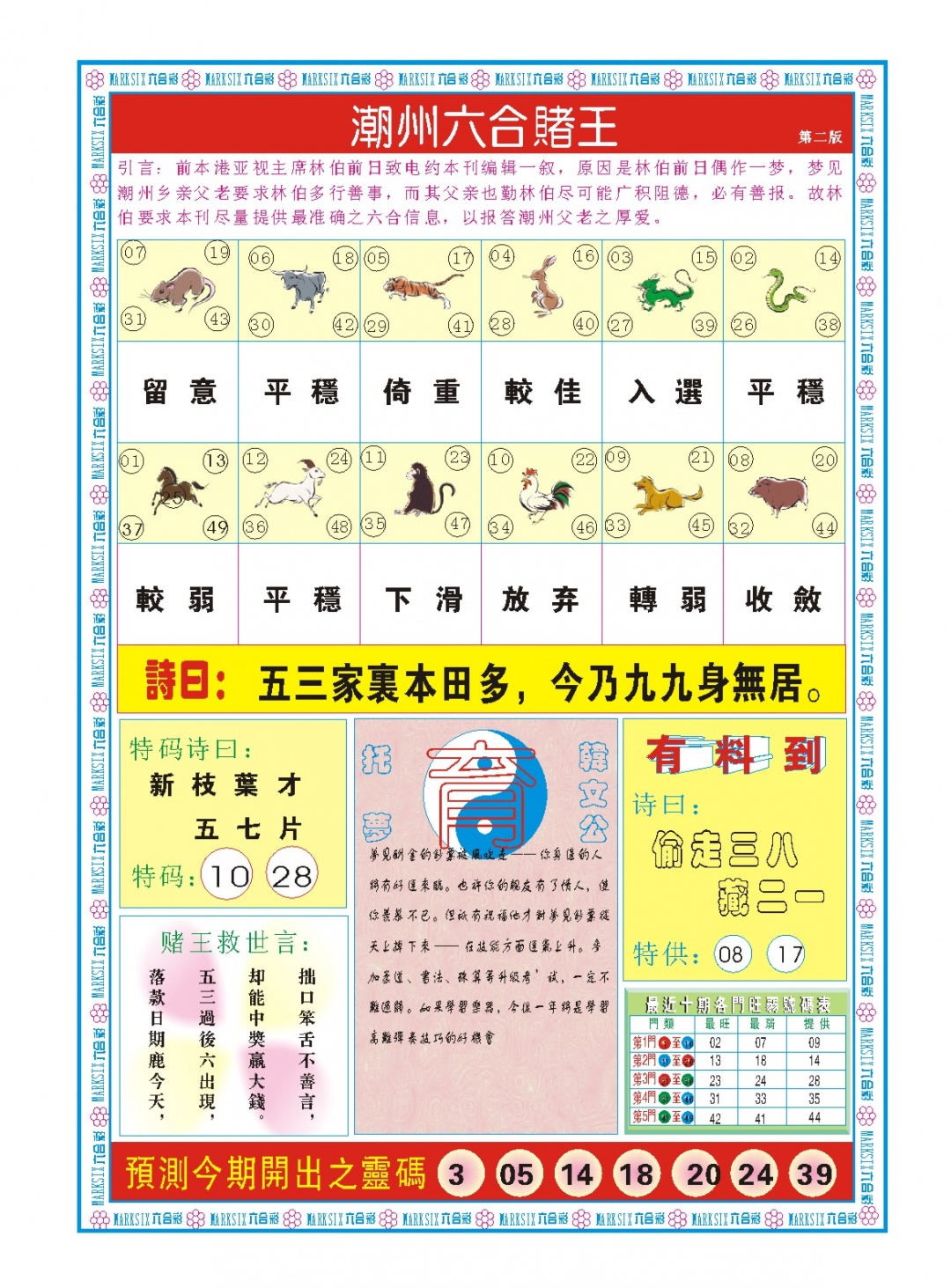 潮州六合赌王B 第282期