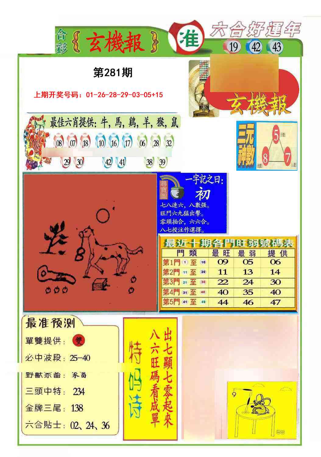 九龍玄机报(推荐) 第281期