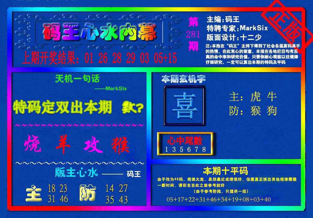 {码王雷锋}内幕报 第281期
