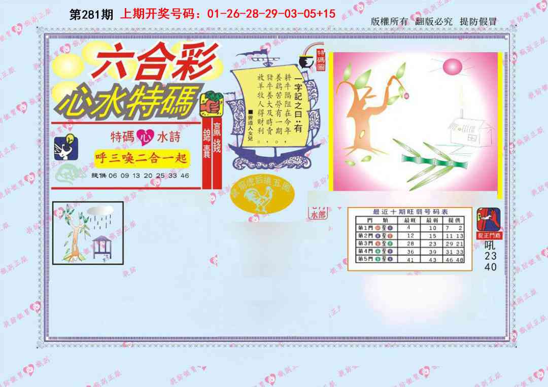 心水特码 第281期
