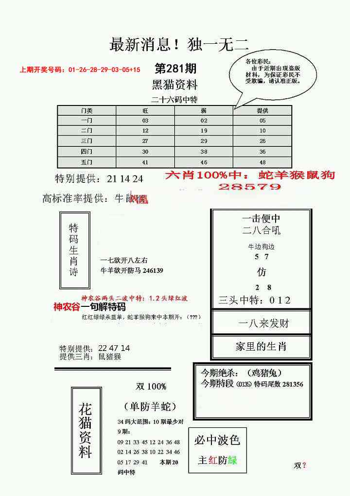 独一无二(正) 第281期