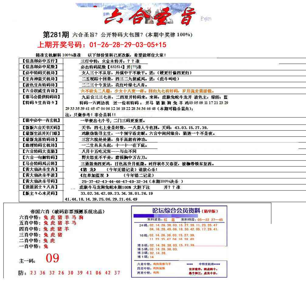 六合圣旨 第281期