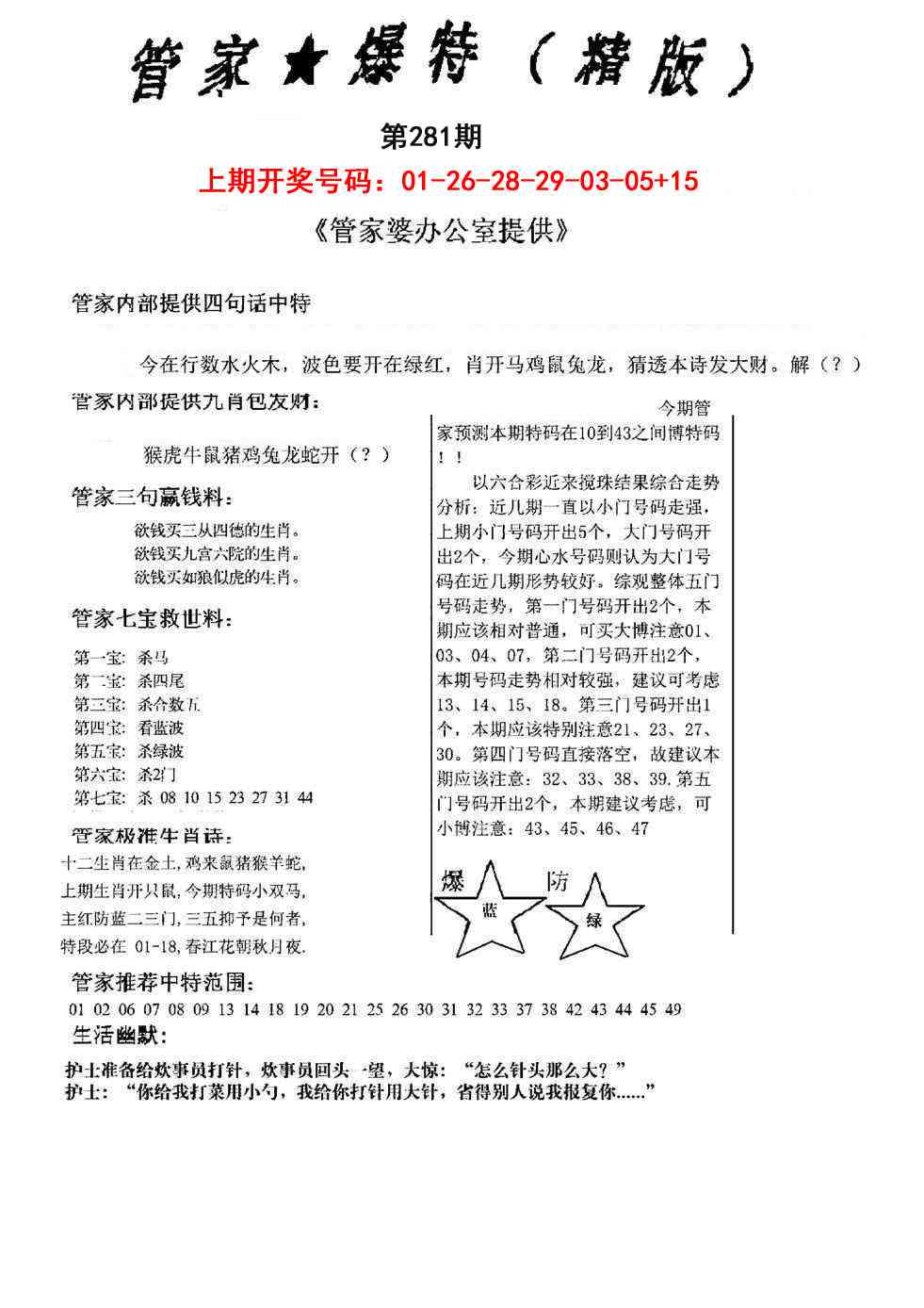 管家爆特精版 第281期