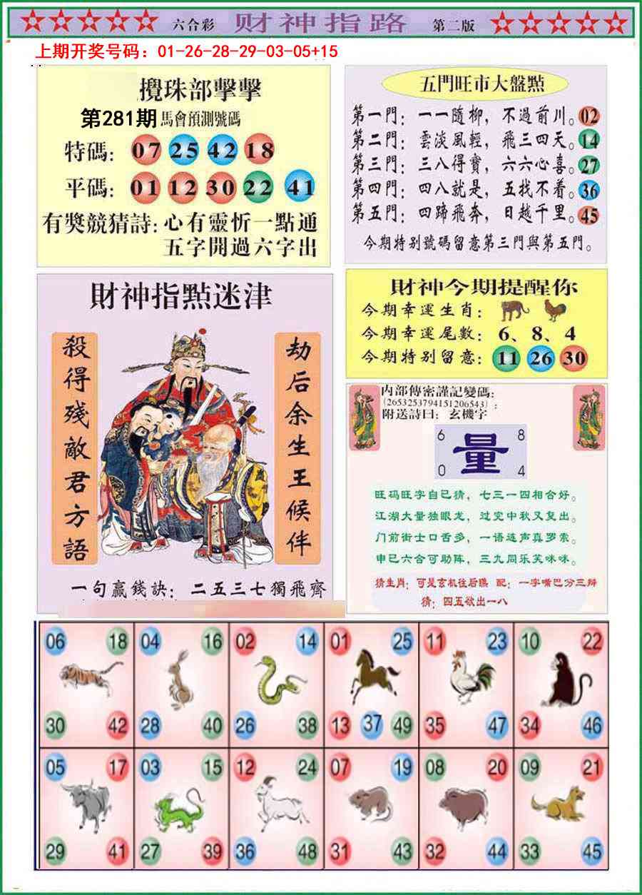 财神指路B 第281期