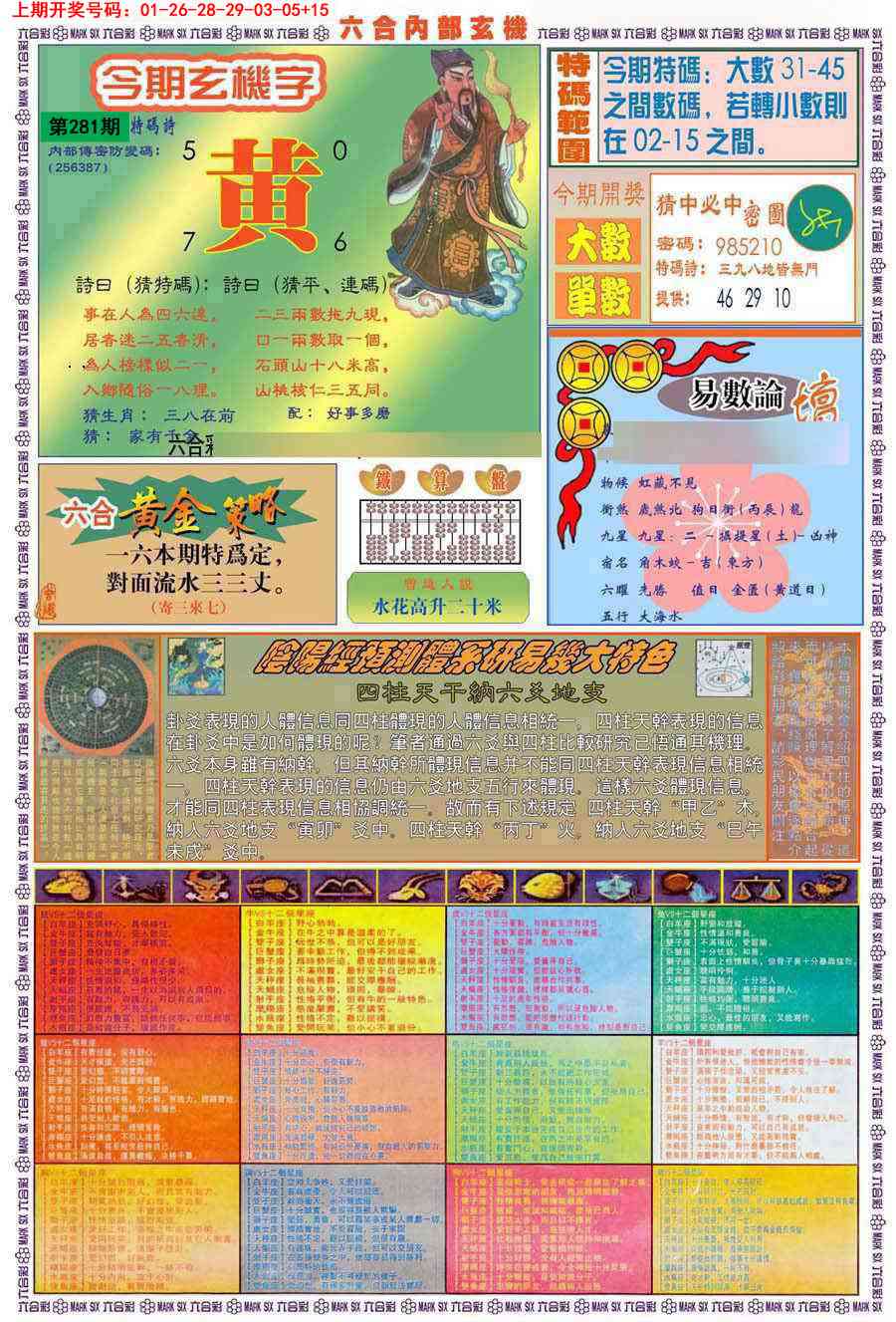 (新版)内部玄机B 第281期