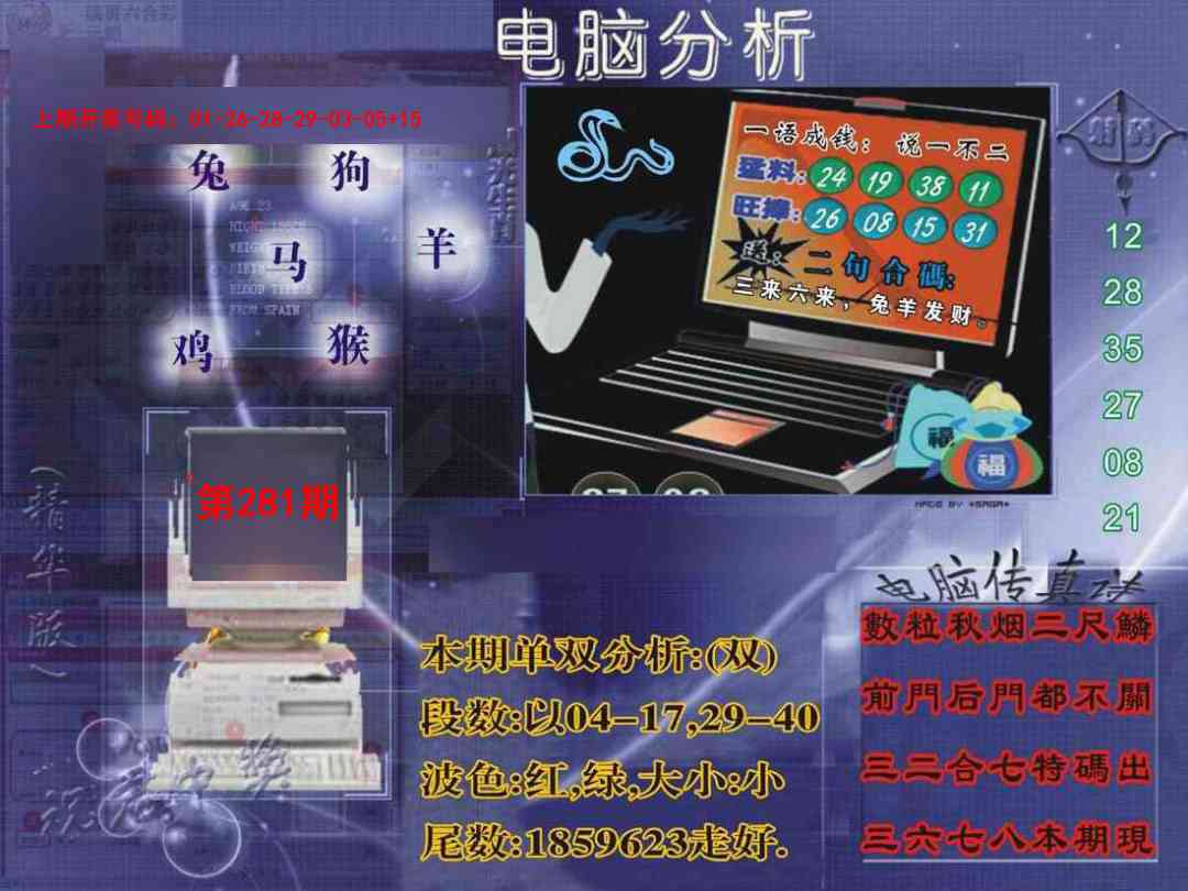 正版电脑分析贴士報 第281期