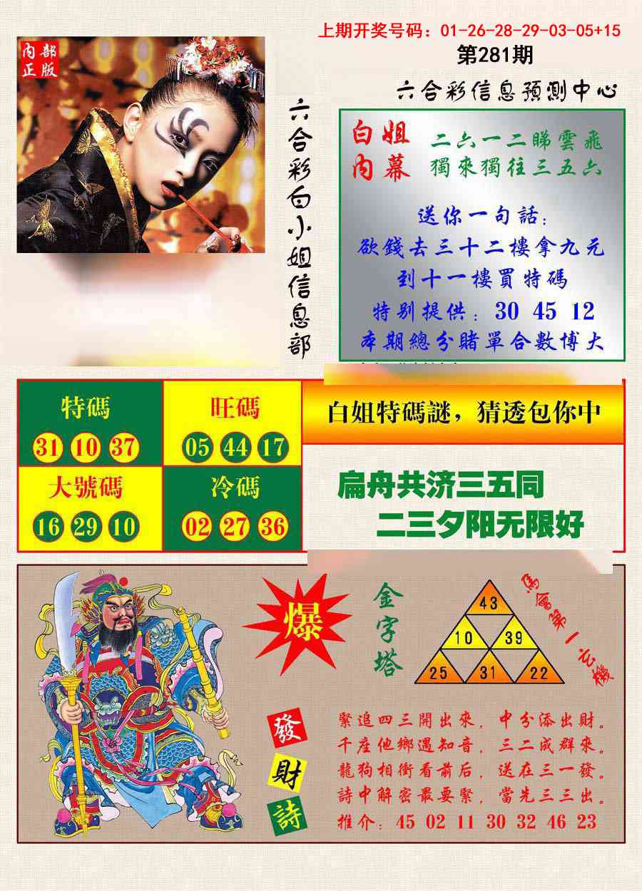 港彩内幕报 第281期