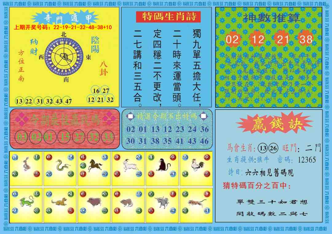 黄大仙灵码B 第281期