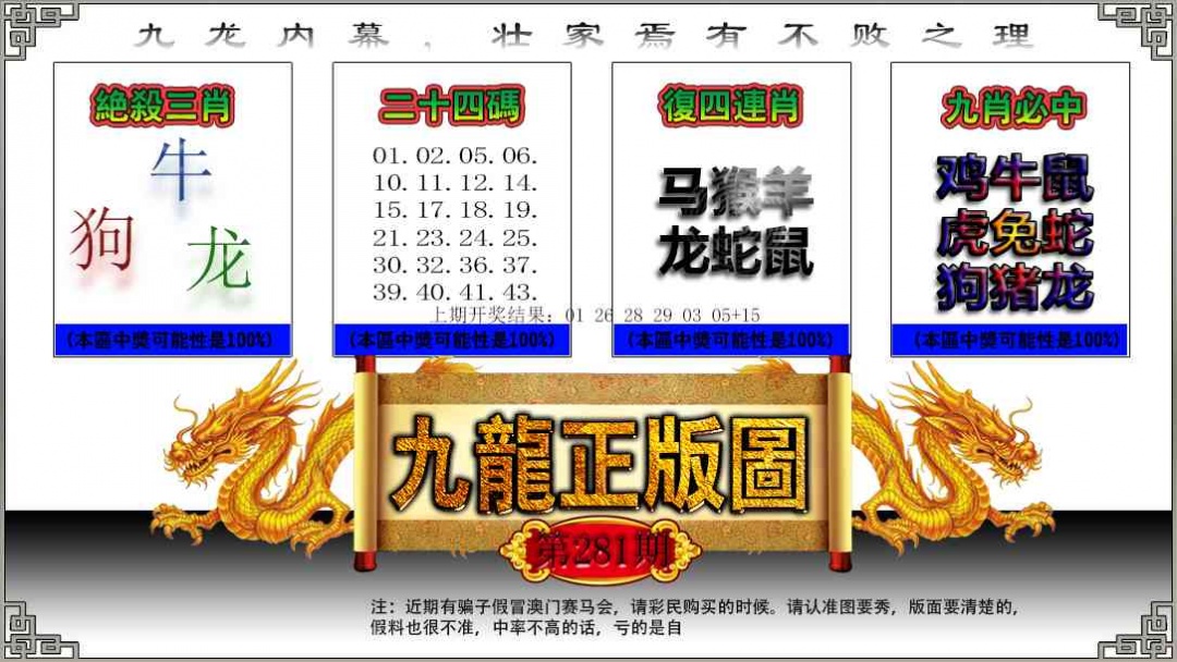 九龙正版图 第281期
