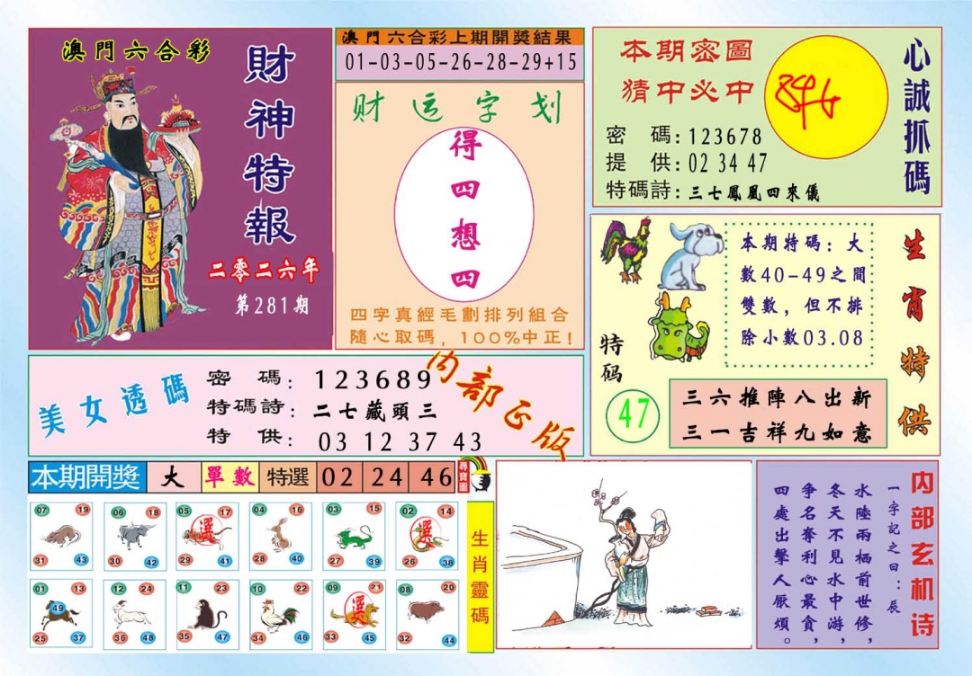 财神特报 第281期