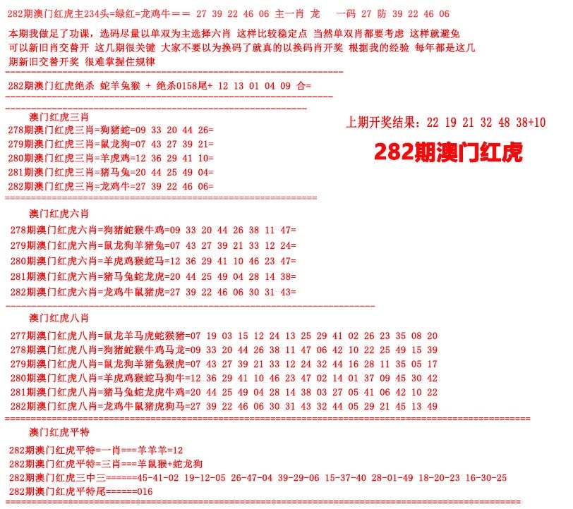 红虎图 第281期