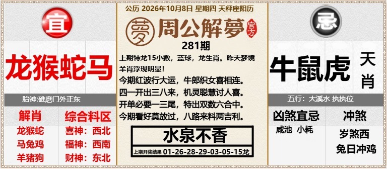 周公解梦A 第281期