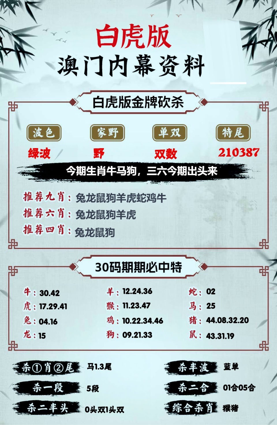 白虎版内幕资料 第281期