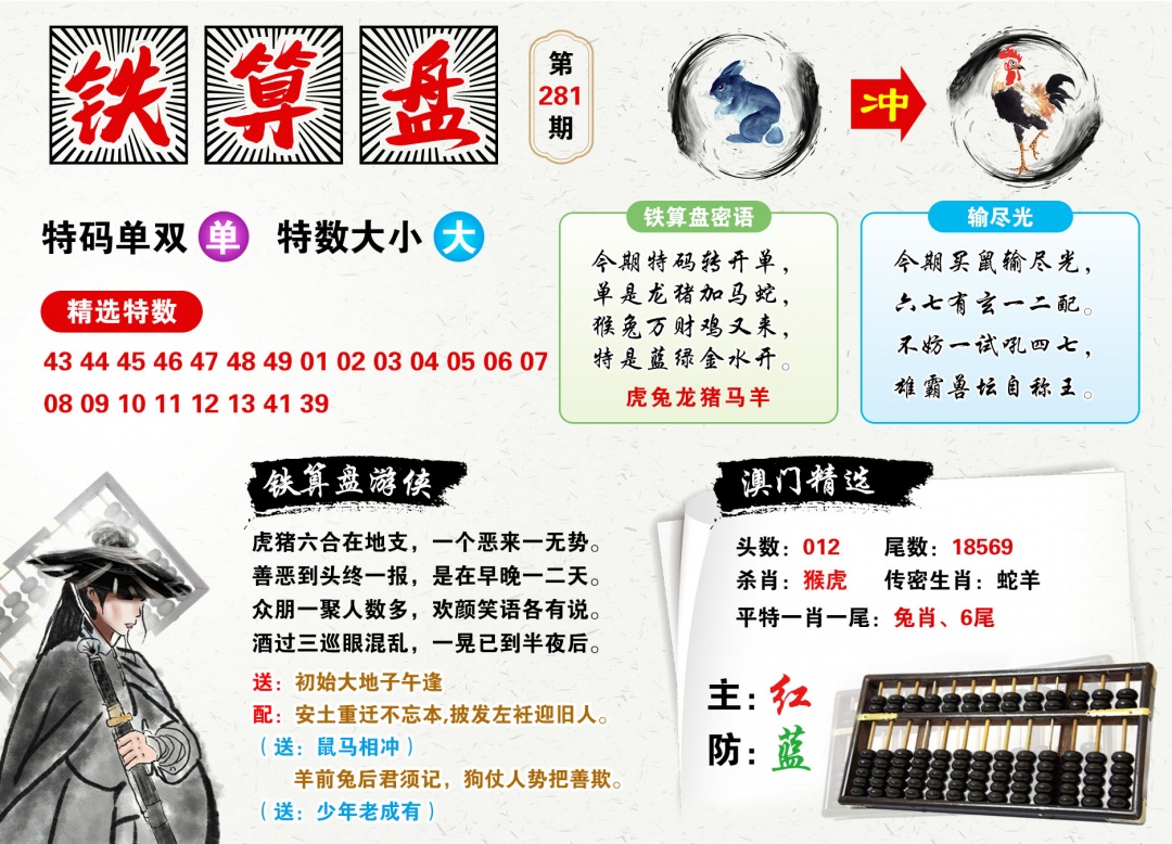 澳门铁算盘 第281期