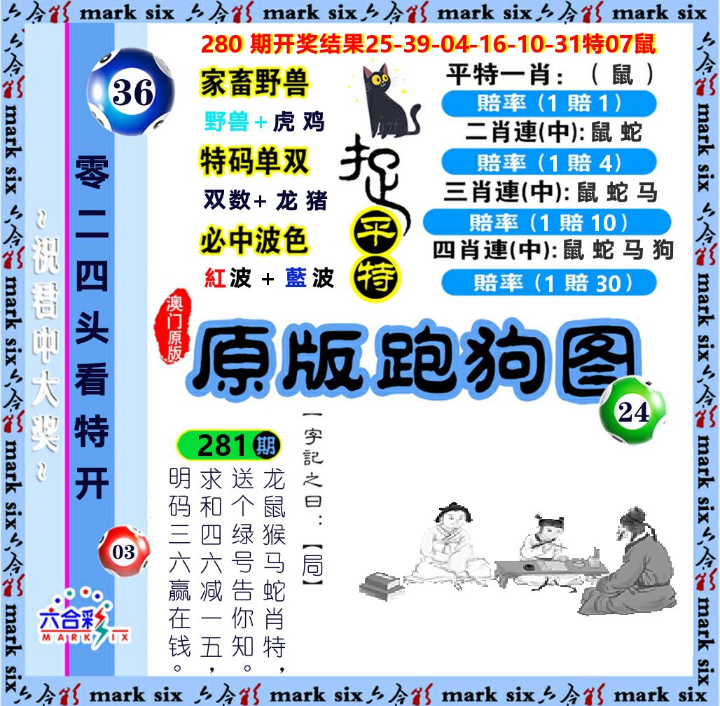 原版跑狗图 第281期