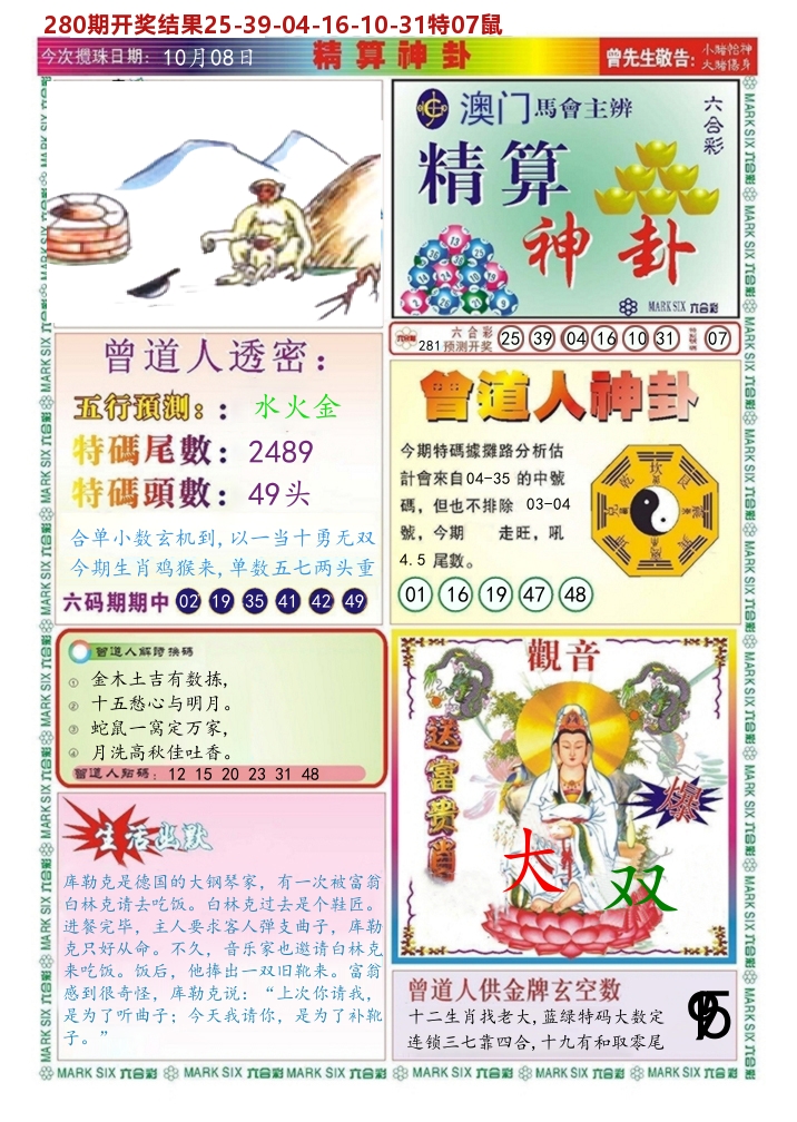 澳门精算神卦 第281期