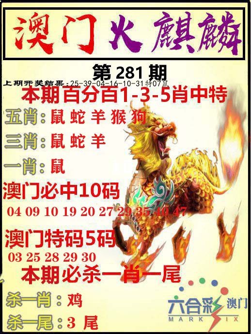 火麒麟 第281期