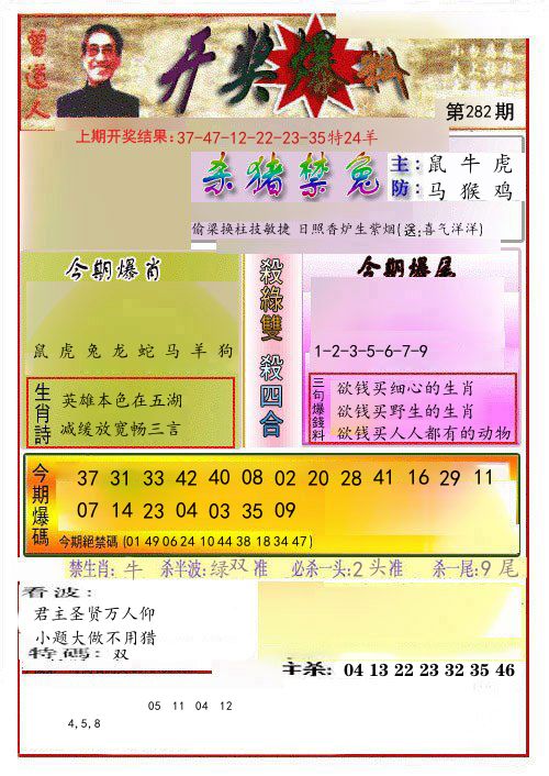 开奖爆料 第282期