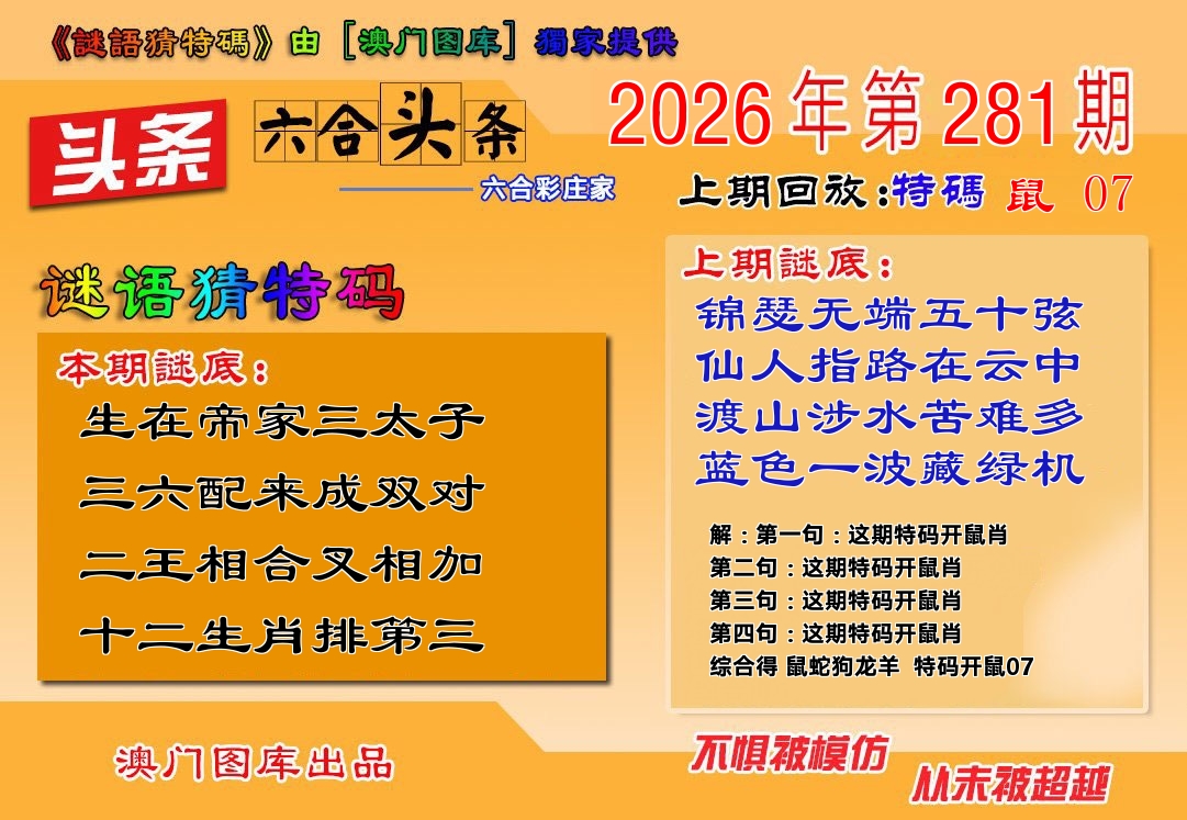 六合头条 第281期