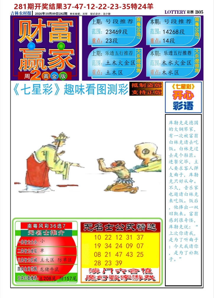 七星彩图A 第282期