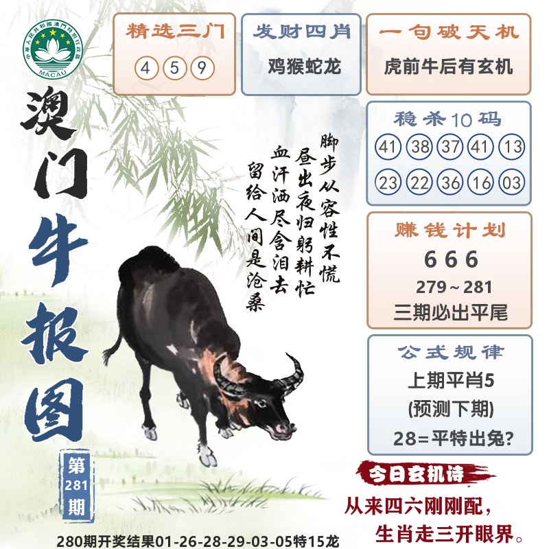 澳门牛报图 第281期
