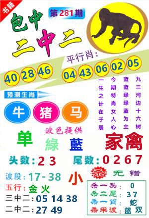 澳门二中二 第281期