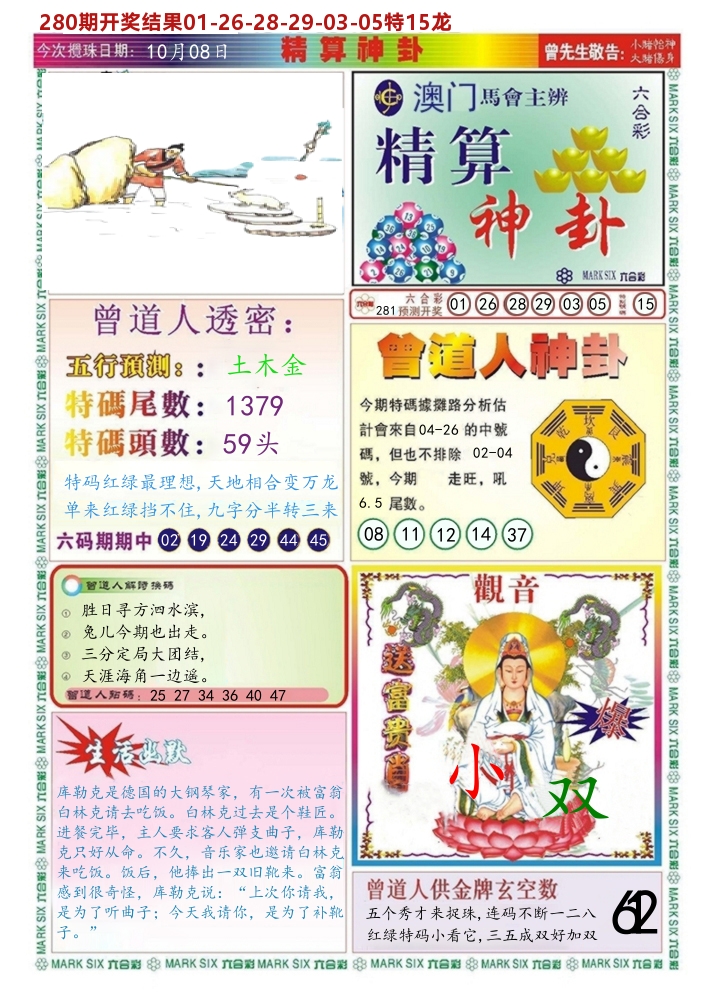澳门精算神卦 第281期