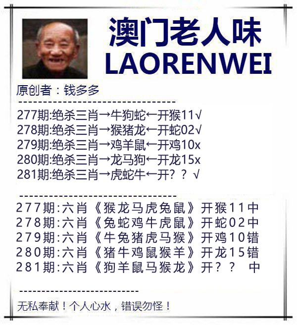 澳门老人味 第281期