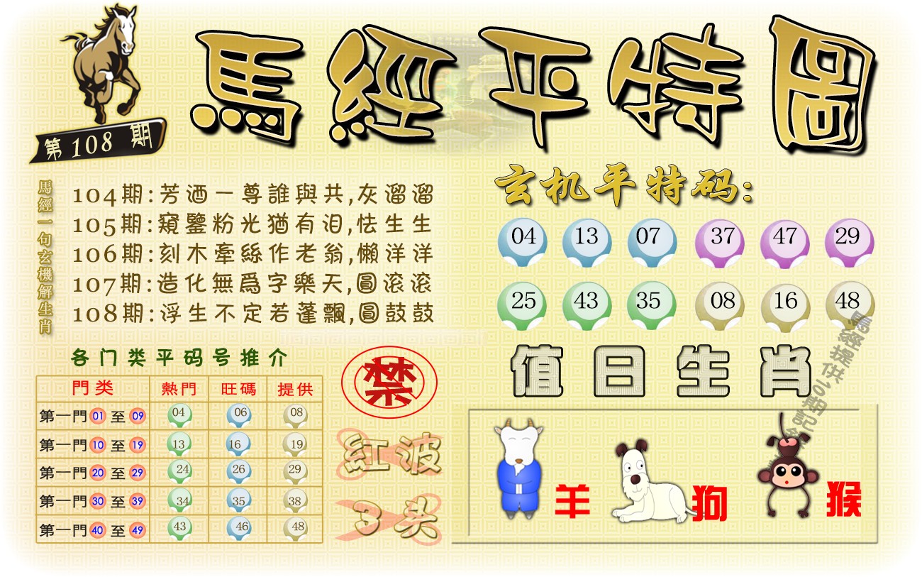 马经平特图（荐） 第108期