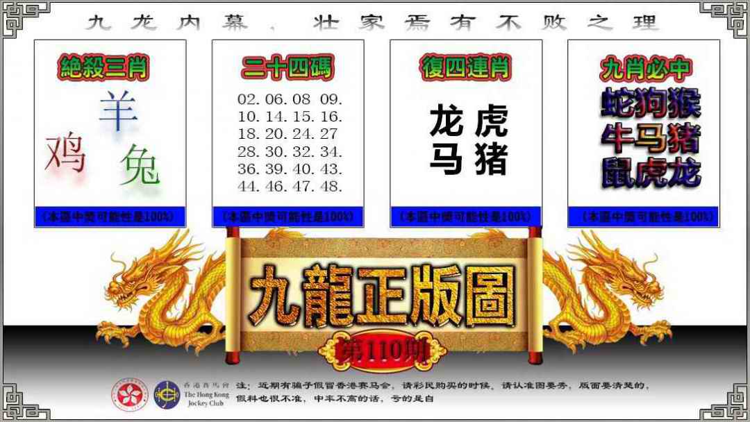 九龙正版图 第110期