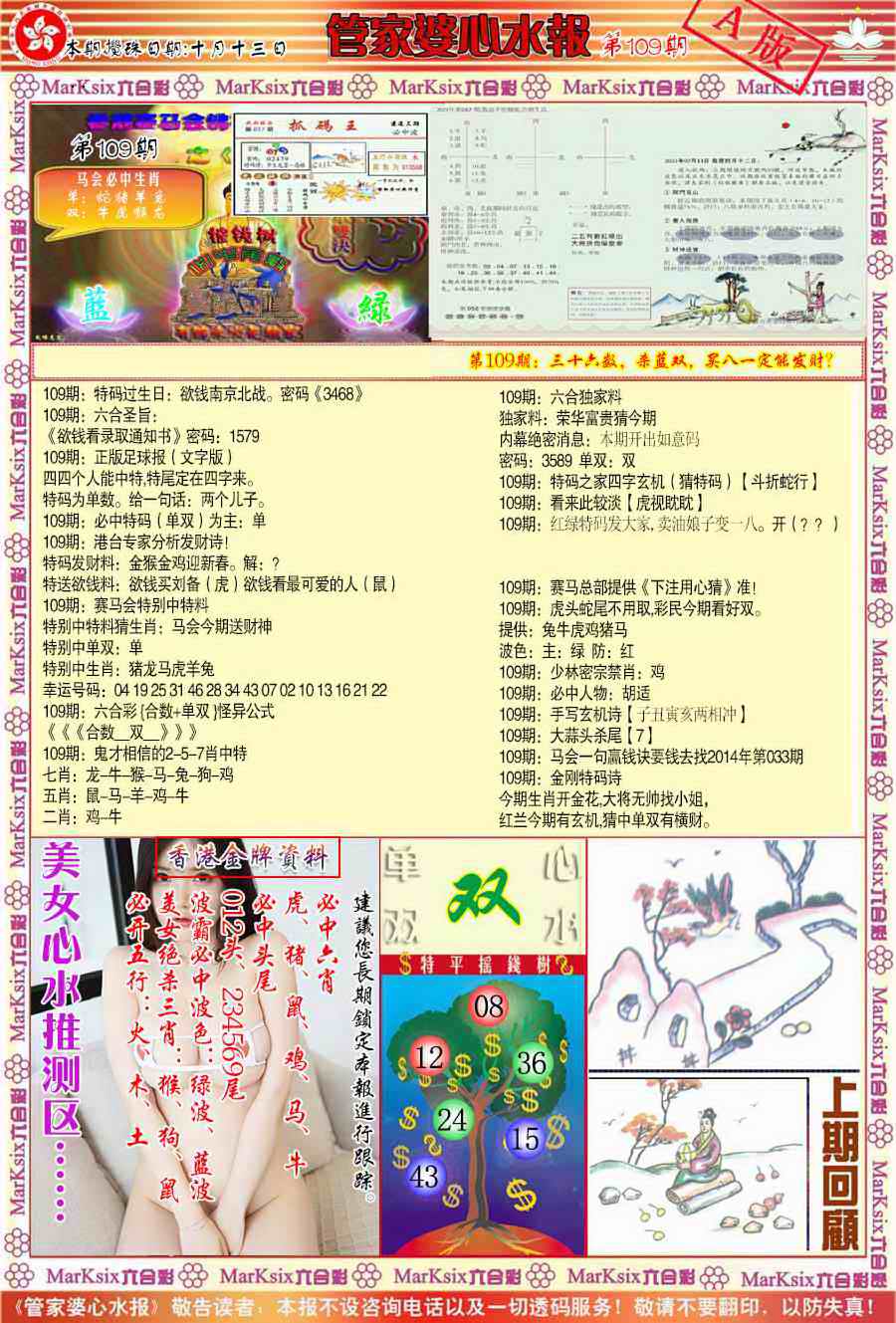 管家婆心水报A 第109期