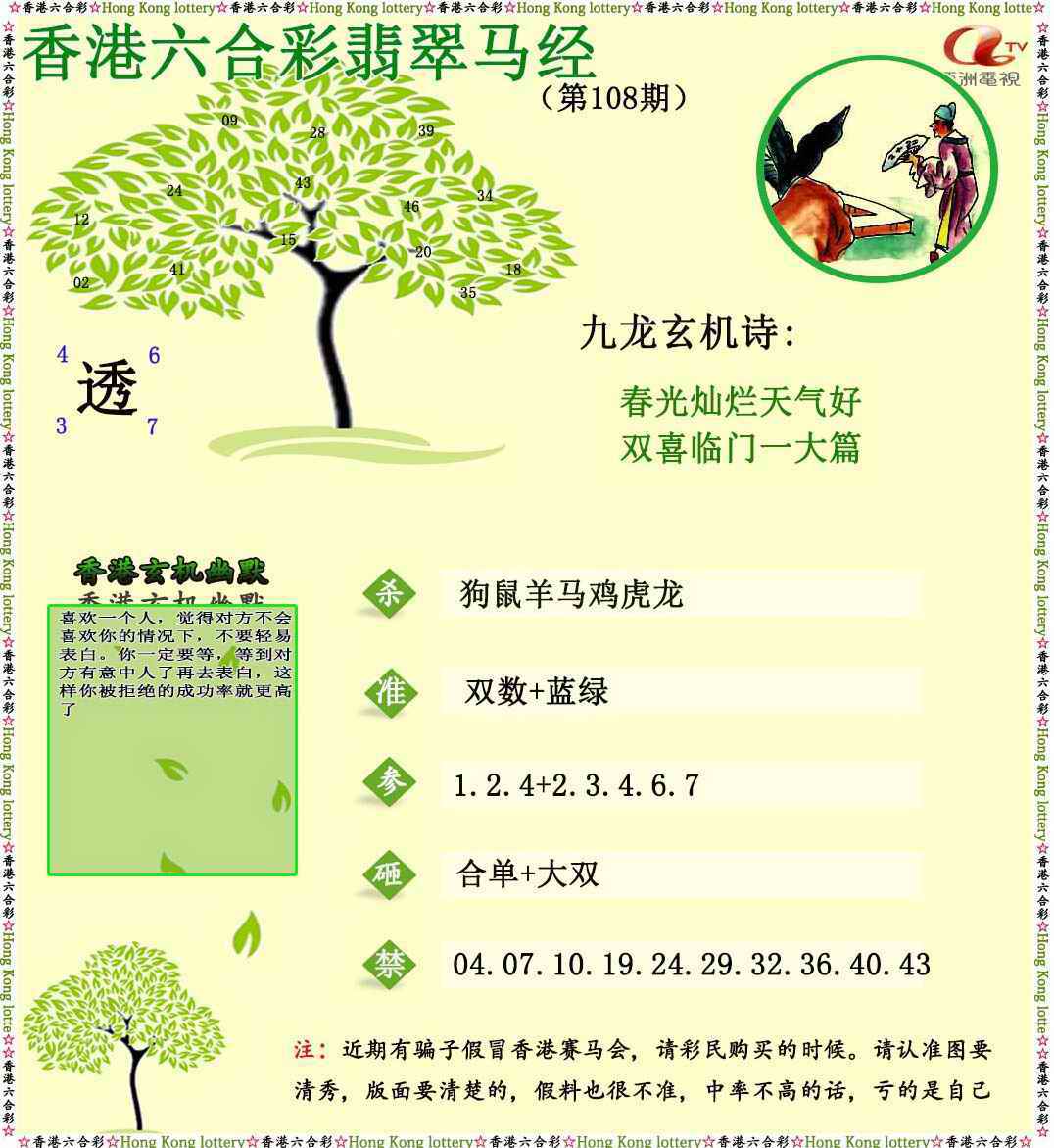 翡翠马经 第108期
