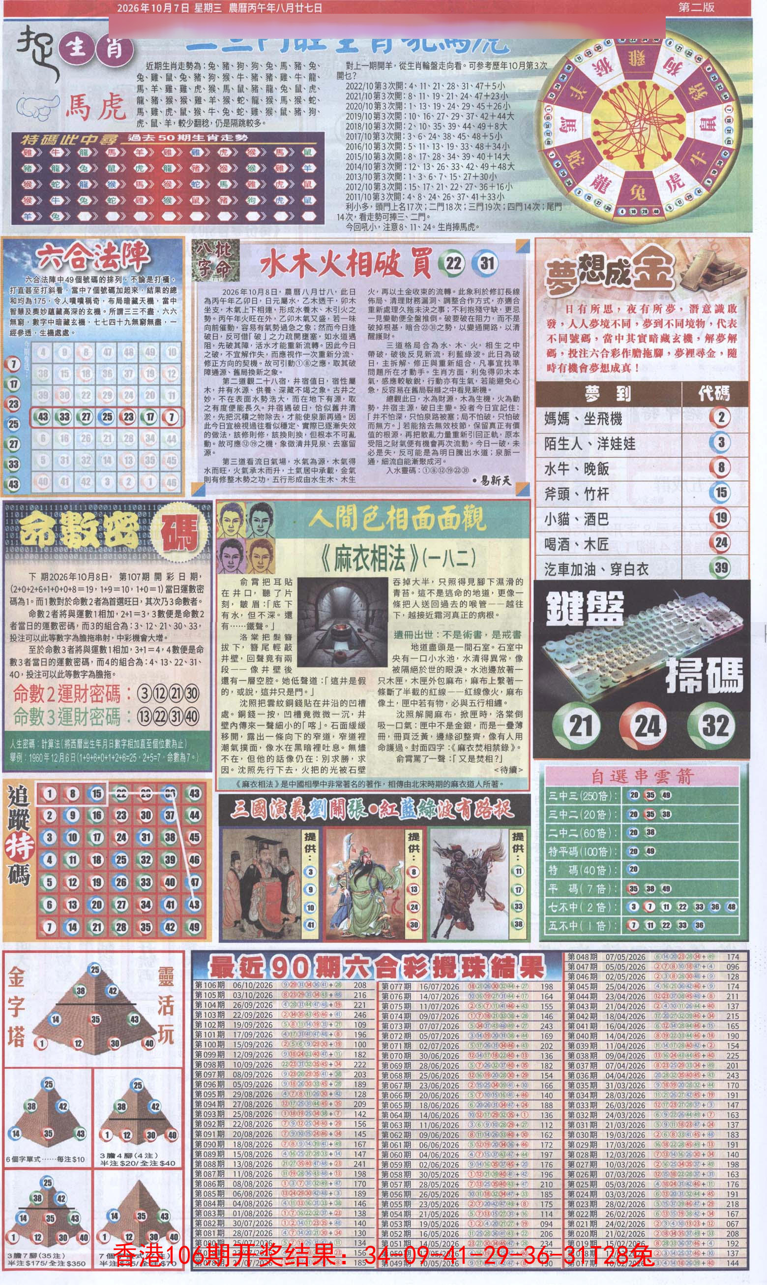 新报跑狗-2(背面) 第107期