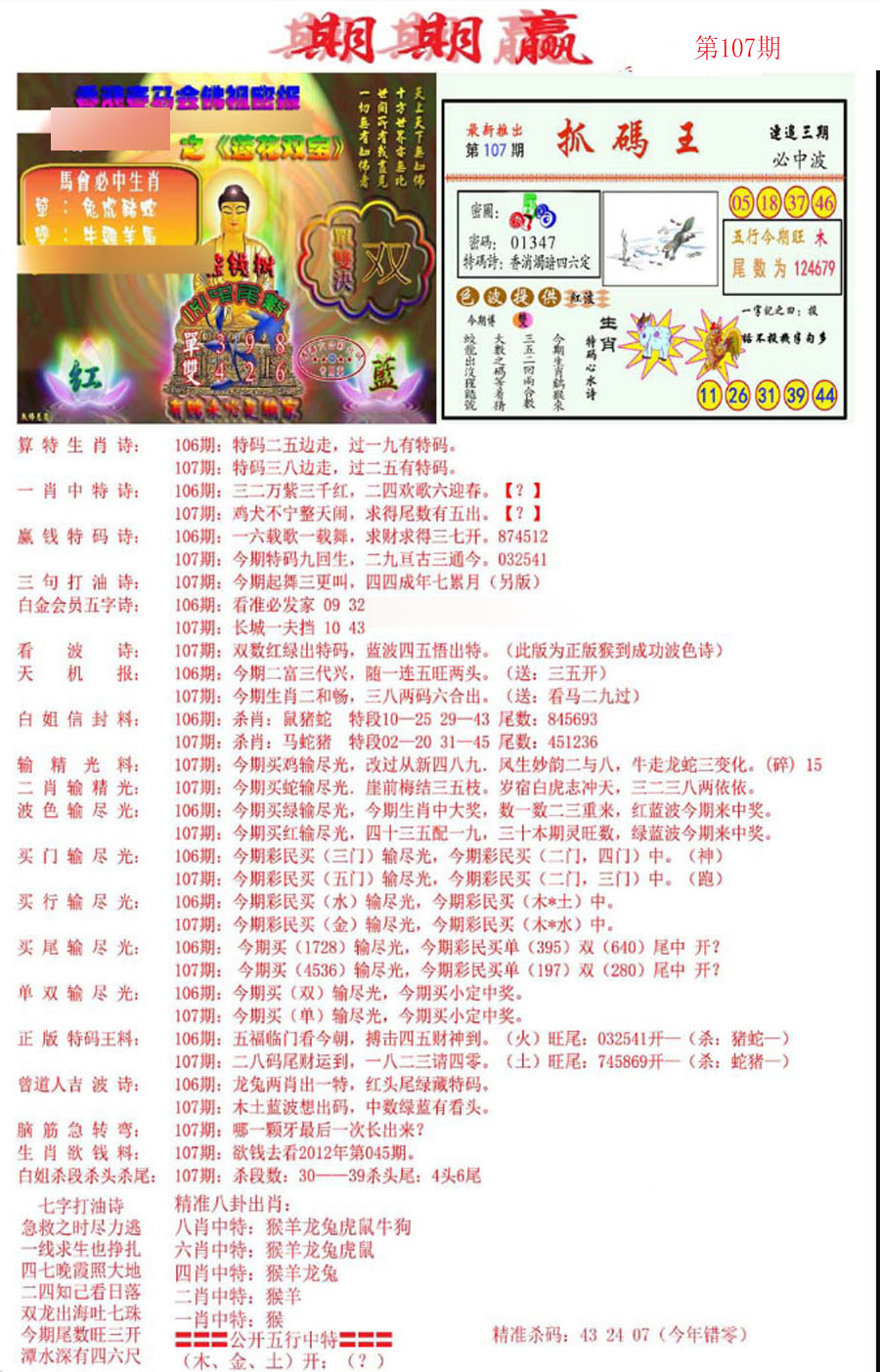 期期赢 第107期