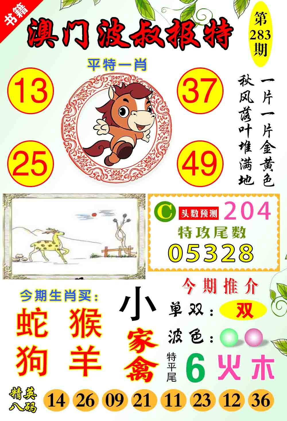 澳门波叔报特 第282期