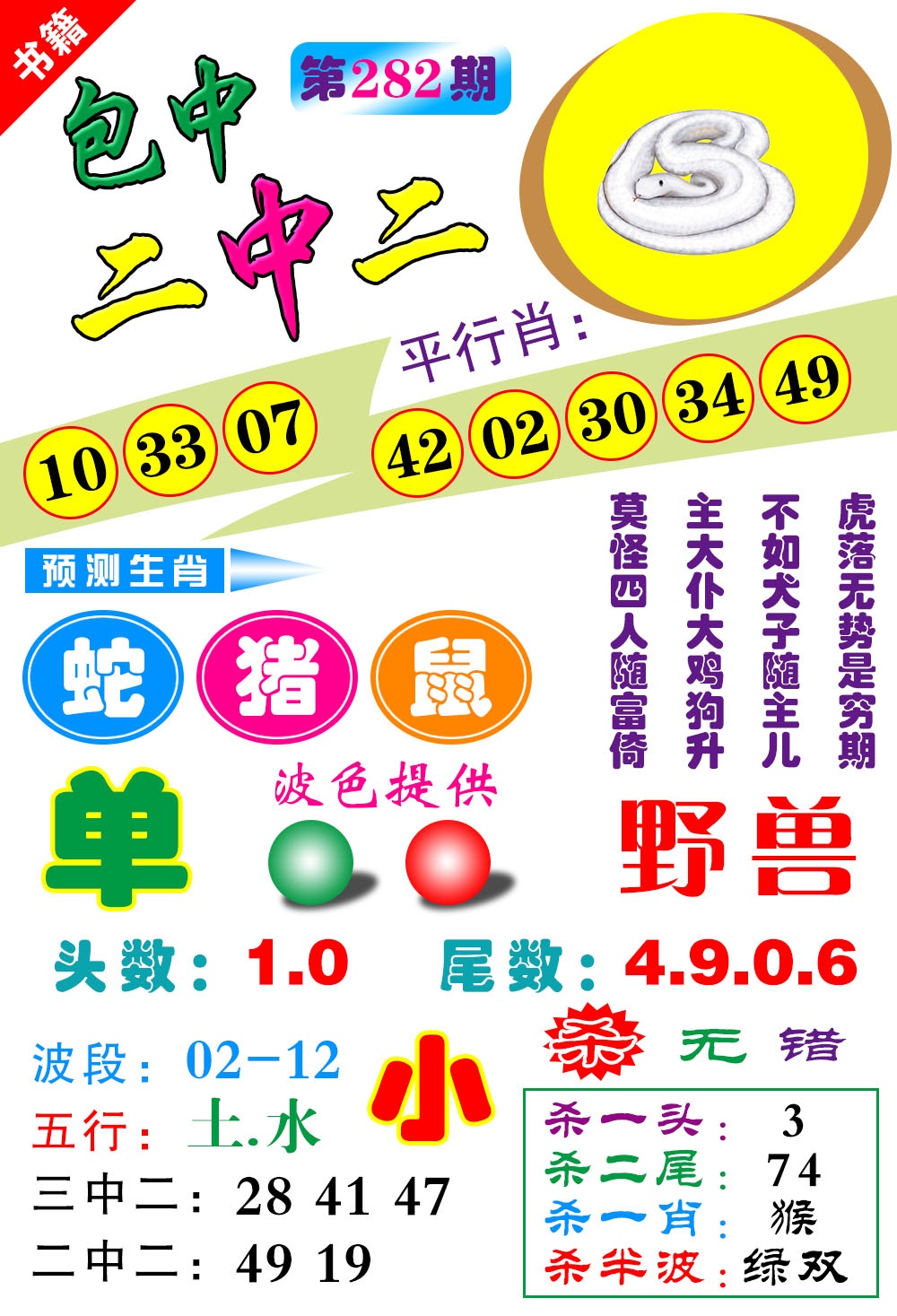 澳门预测生肖 第282期