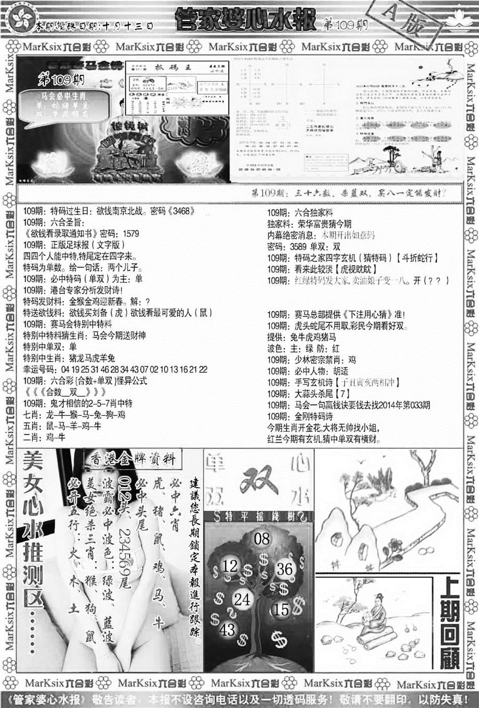 管家婆心水报A 第109期