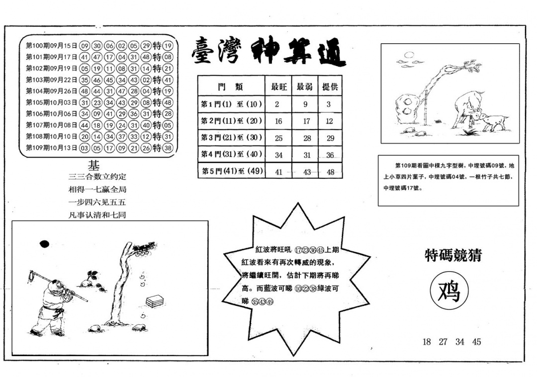 另台湾神算通 第110期