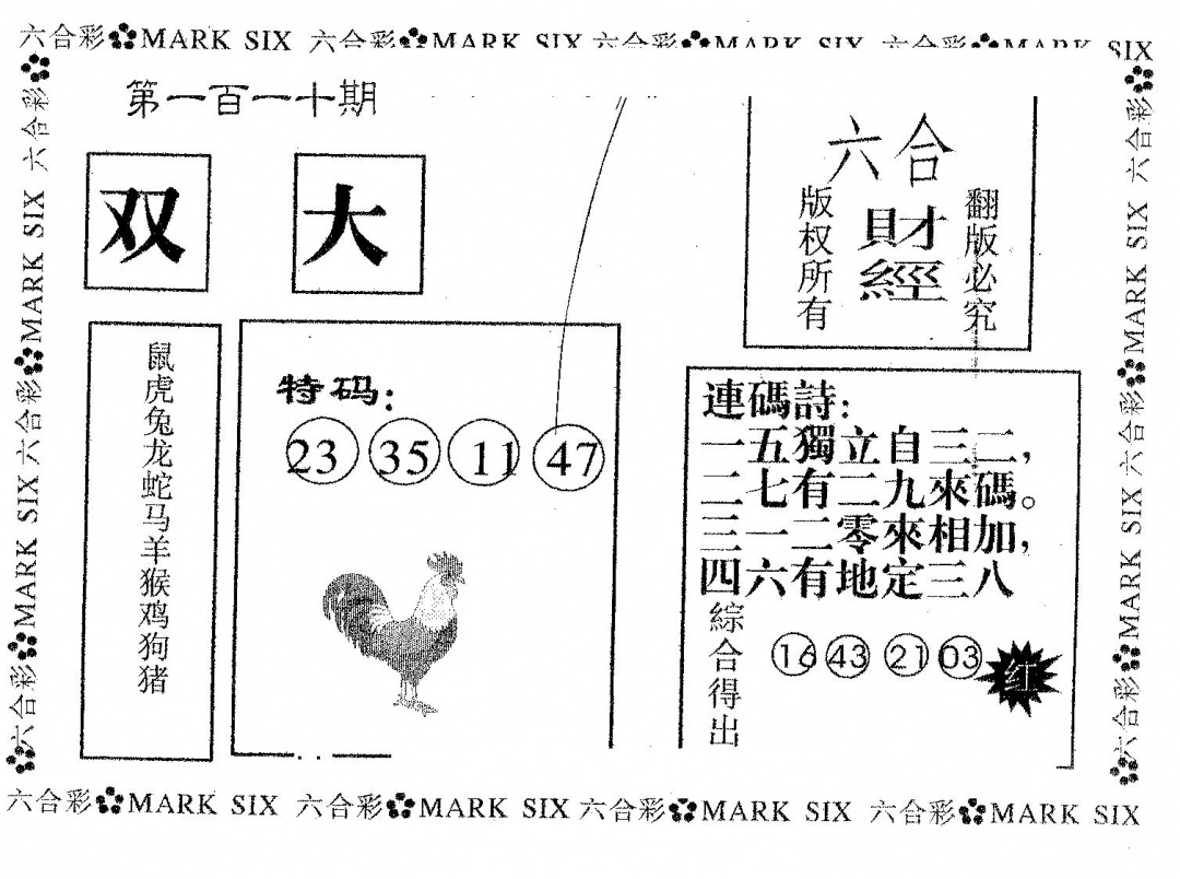 六合财经 第110期