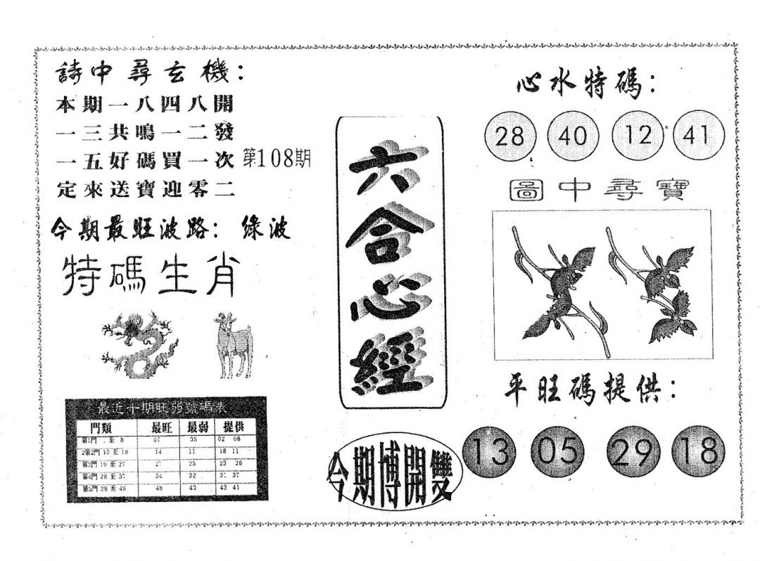 六合心经 第108期
