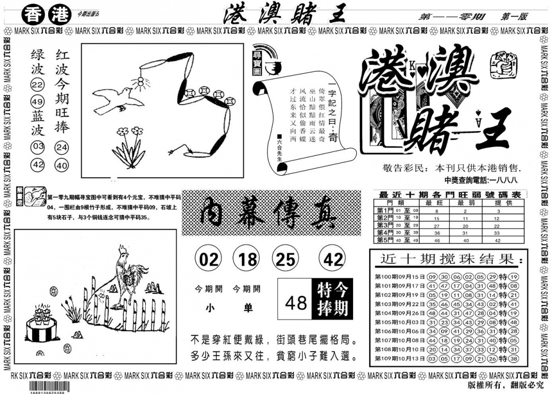 另版港澳赌王A 第110期
