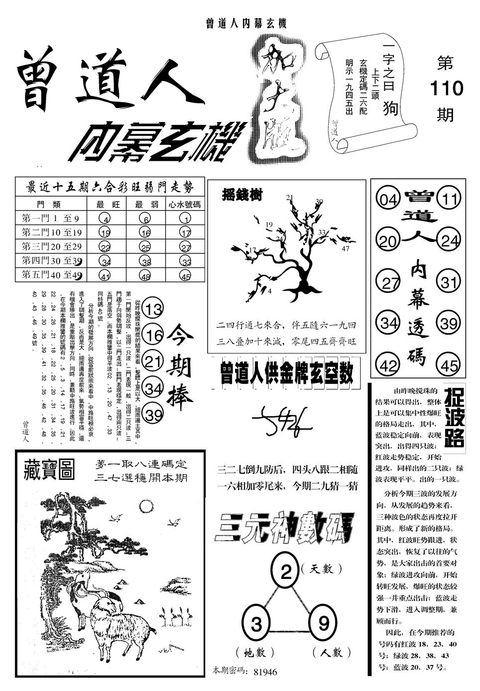 另曾道人内幕玄机A 第110期