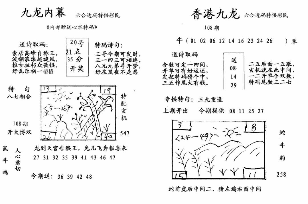 九龙内幕-开奖报(早图) 第108期