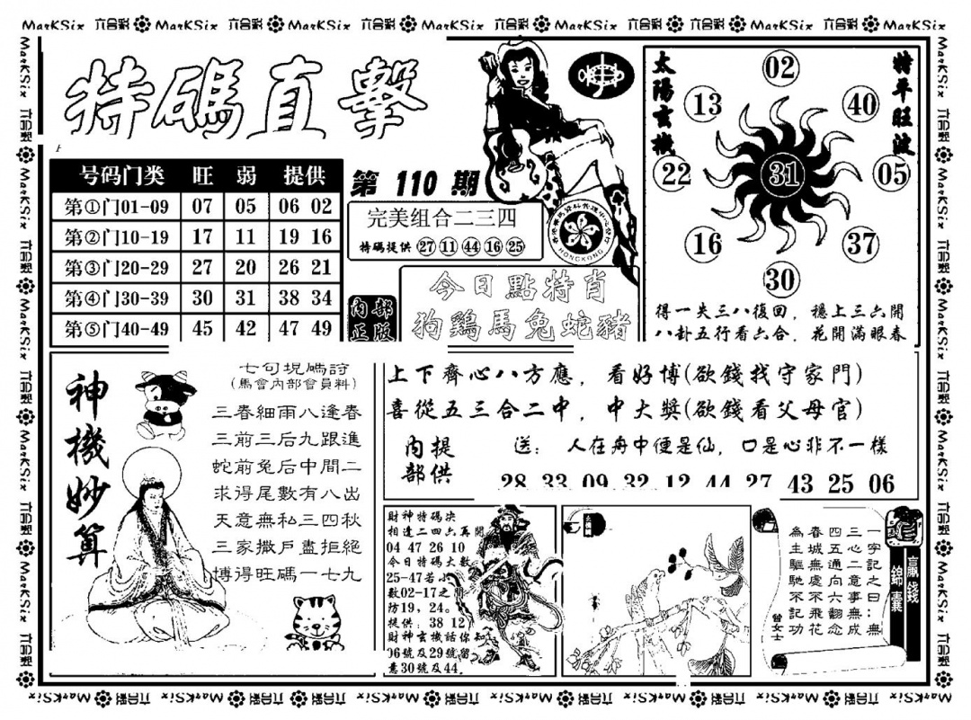 特码直击(新料) 第110期